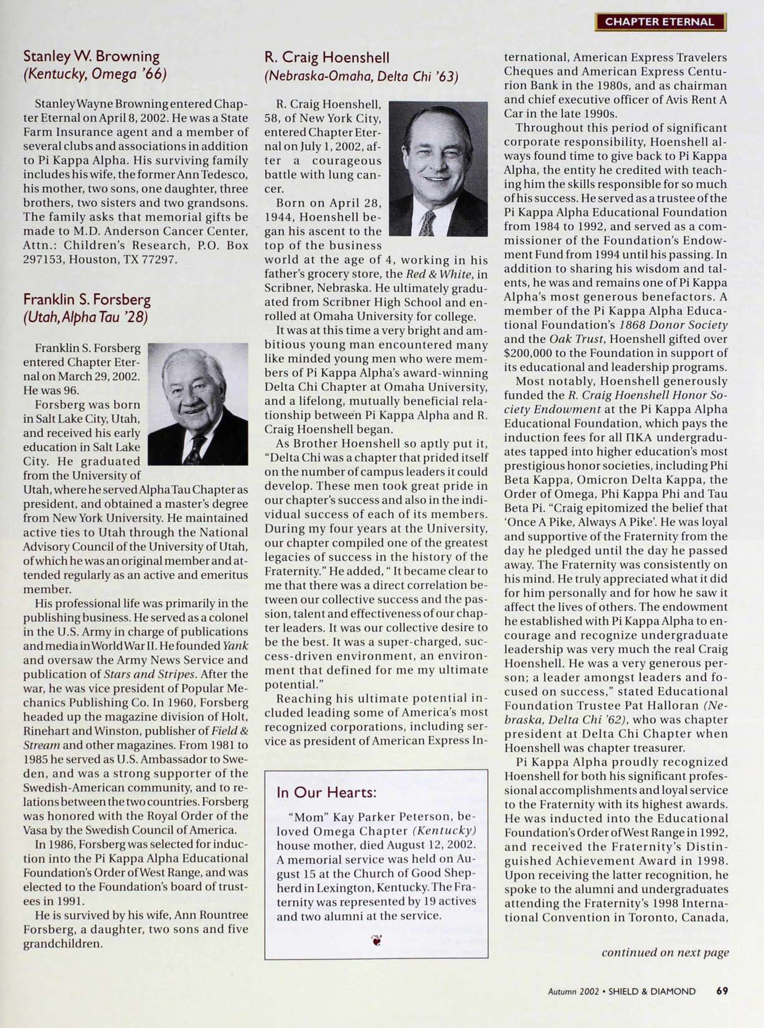 Chapter Eternal, Autumn 2002